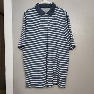 Arrow Performance Polo XLT Mens Denim Blue White Striped Knit Short Sleeve Shirt